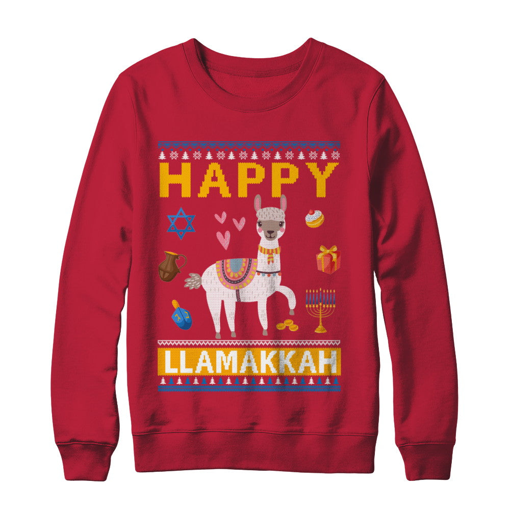 Happy Llama Llamakkah Hanukkah Ugly Sweater T-Shirt & Sweatshirt | Teecentury.com