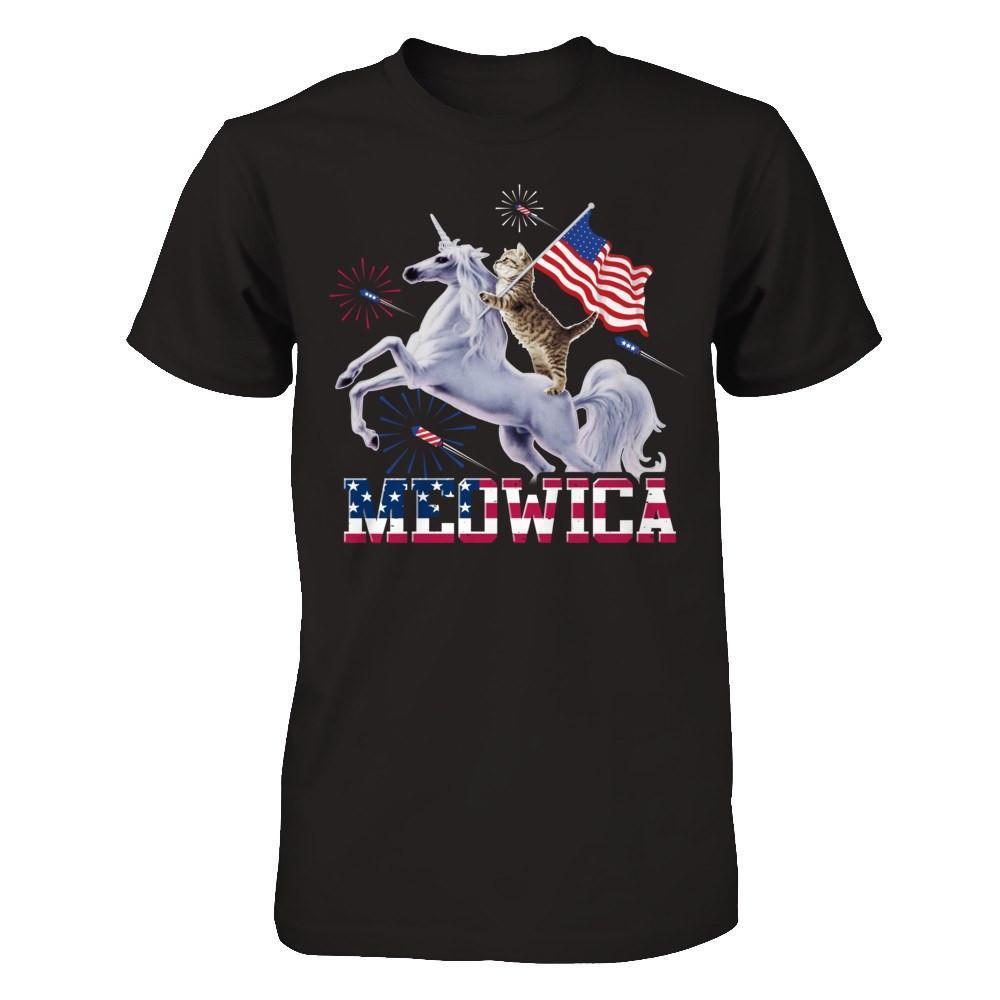Meowica 4Th Of July Funny Cat On Unicorn Independence T-Shirt & Hoodie | Teecentury.com