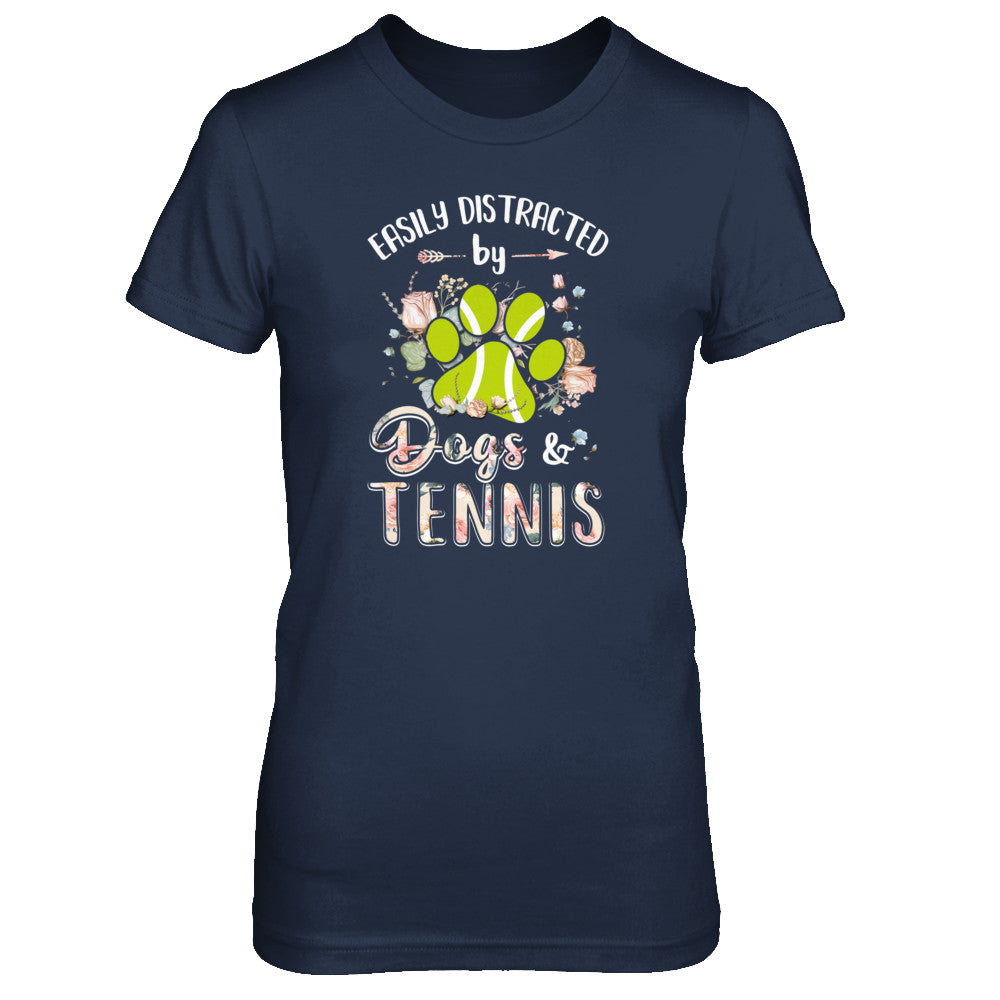 Easily Distracted By Dogs And Tennis T-Shirt & Tank Top | Teecentury.com