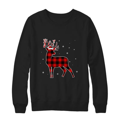 Red Plaid Deer Santa Hat Christmas Buffalo Plaid T-Shirt & Sweatshirt | Teecentury.com