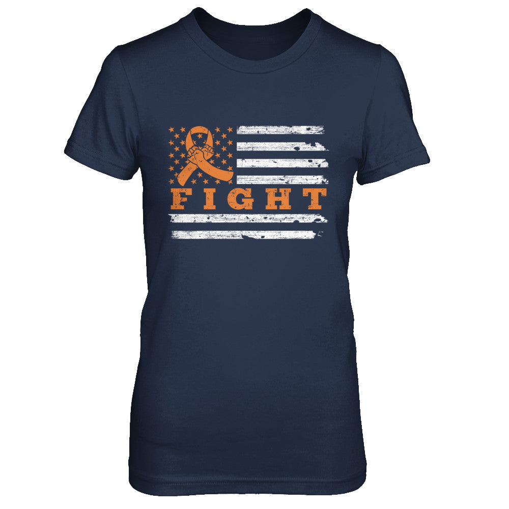 Fight Orange Ribbon US Flag Multiple Sclerosis Awareness T-Shirt & Hoodie | Teecentury.com
