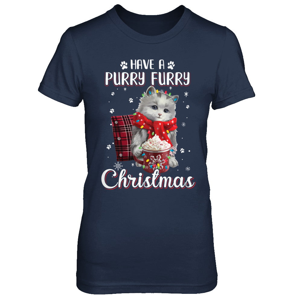 Have A Purry Furry Christmas Funny Holiday Xmas Cat T-Shirt & Sweatshirt | Teecentury.com