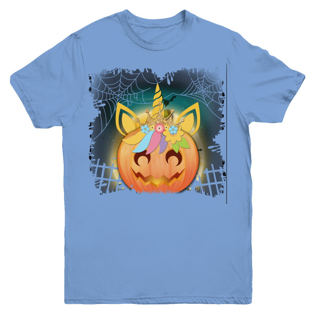 Kids Girls Unicorn Pumpkin Queen Halloween Youth Youth Shirt | Teecentury.com