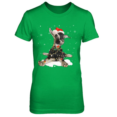 Goat With Santa Hat Lights Christmas T-Shirt & Sweatshirt | Teecentury.com