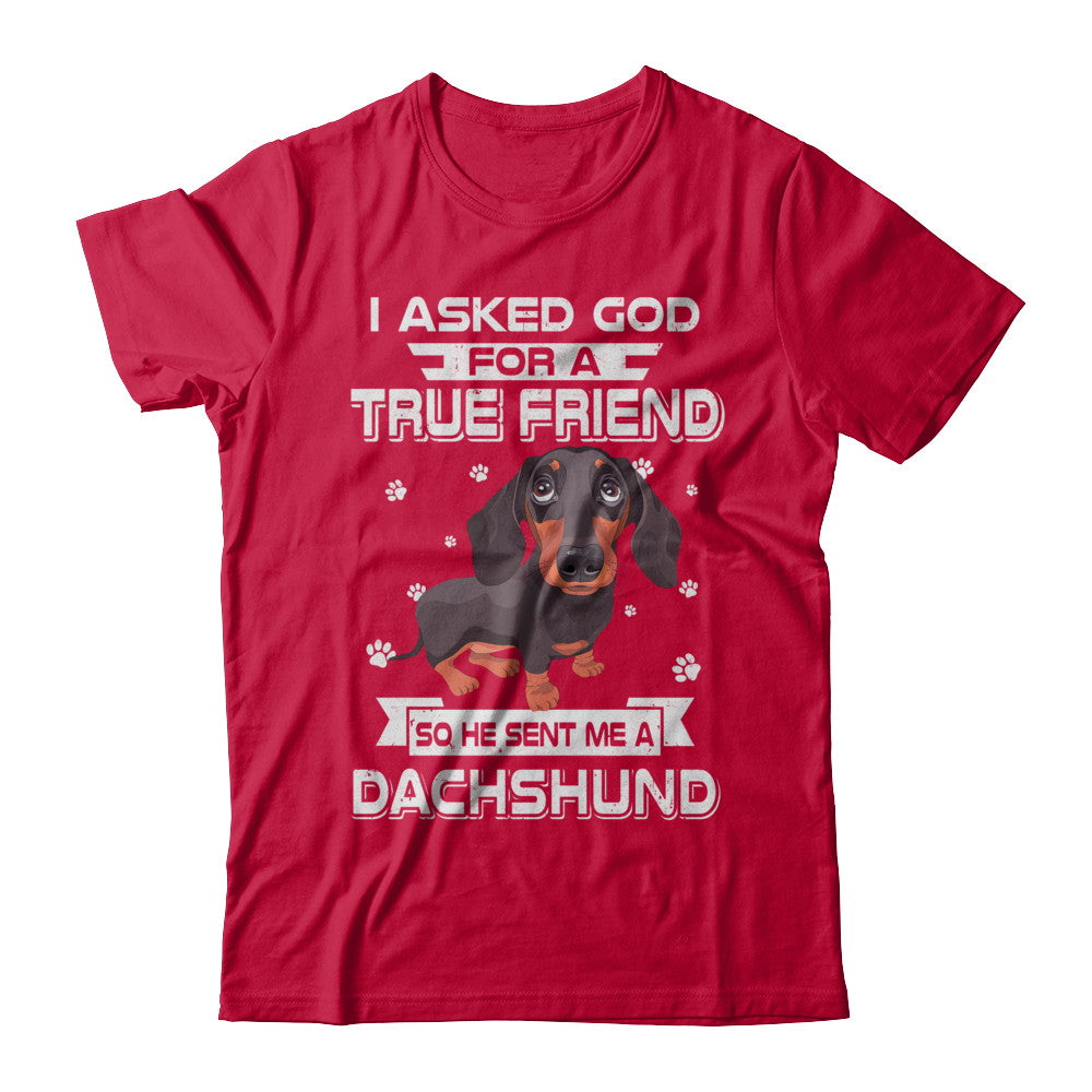 I Asked God For A True Friend So Sent Me Dachshund Dog T-Shirt & Hoodie | Teecentury.com