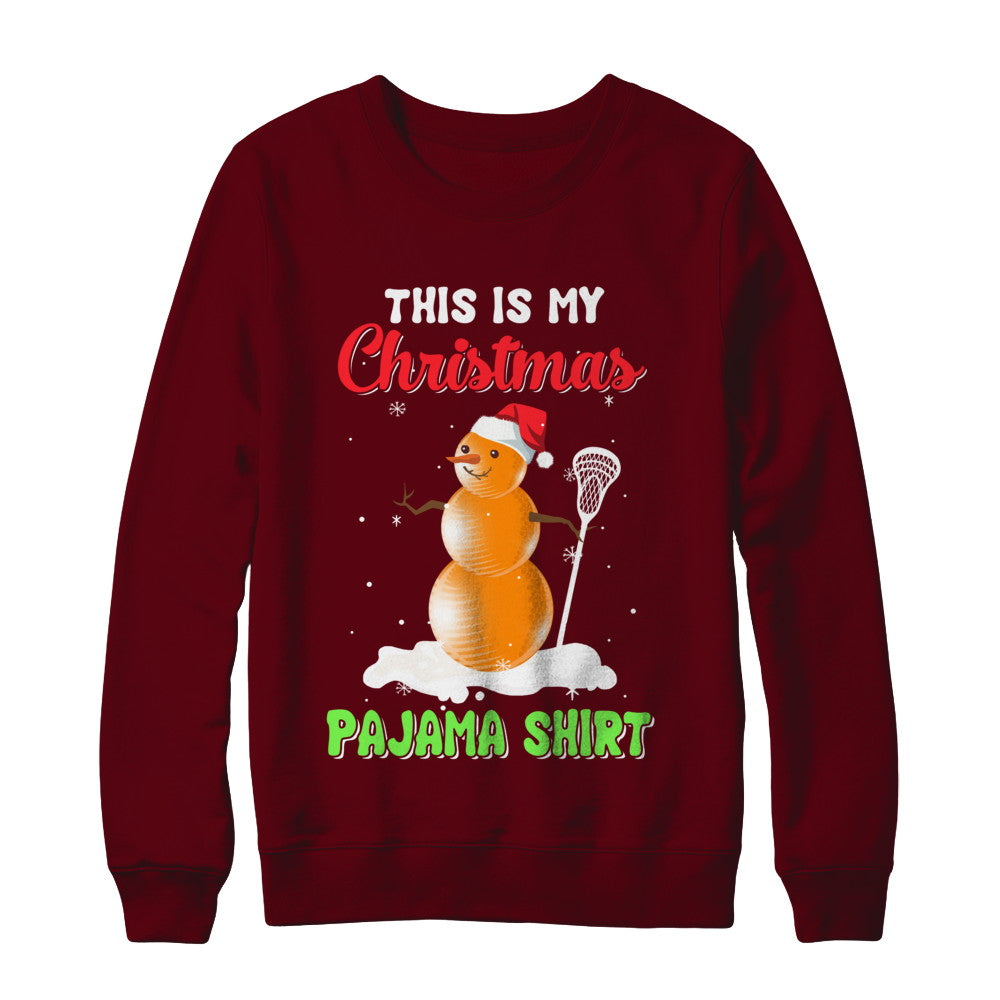 This Is My Christmas Pajama Xmas Snowman Lacrosse T-Shirt & Sweatshirt | Teecentury.com