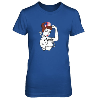 Nurse Vet Strong Woman American Flag Nursing 4Th Of July T-Shirt & Tank Top | Teecentury.com