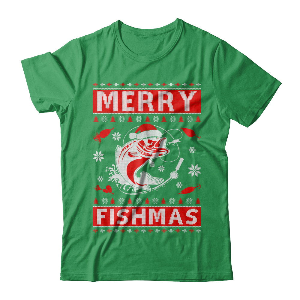 Merry Fishmas Fishing Fish Christmas Sweater T-Shirt & Sweatshirt | Teecentury.com