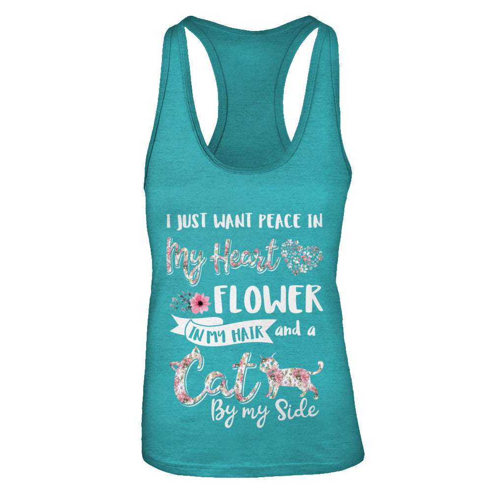 I Just Want Peace In My Heart A Cat By My Side Funny Cat T-Shirt & Tank Top | Teecentury.com
