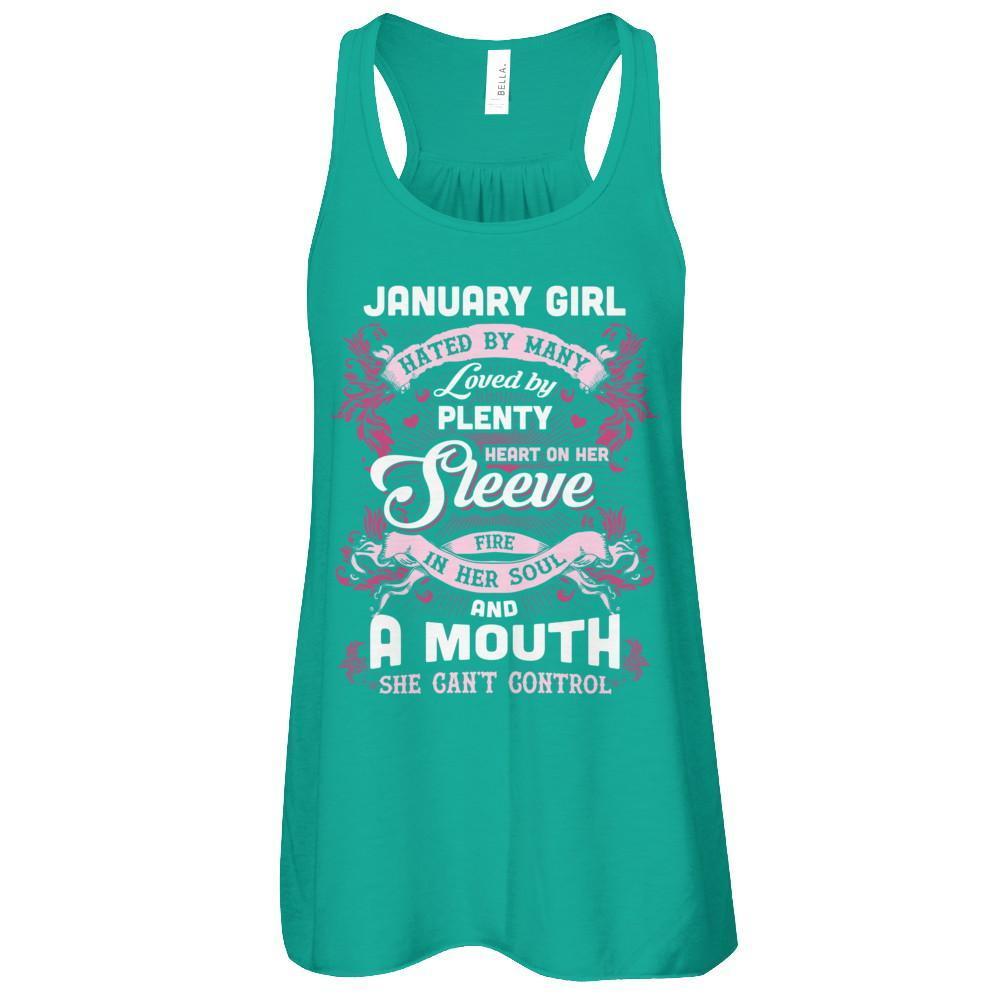 January Girl Hated By Many Loved By Plenty Heart On Her Sleeve T-Shirt & Tank Top | Teecentury.com