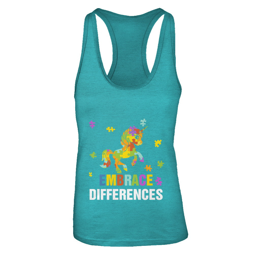 Autism Awareness Puzzle Piece Unicorn Embrace Differences T-Shirt & Tank Top | Teecentury.com