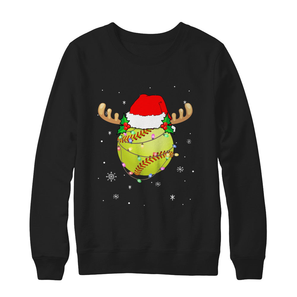 Santa Hat Softball Reindeer Christmas Gifts T-Shirt & Sweatshirt | Teecentury.com