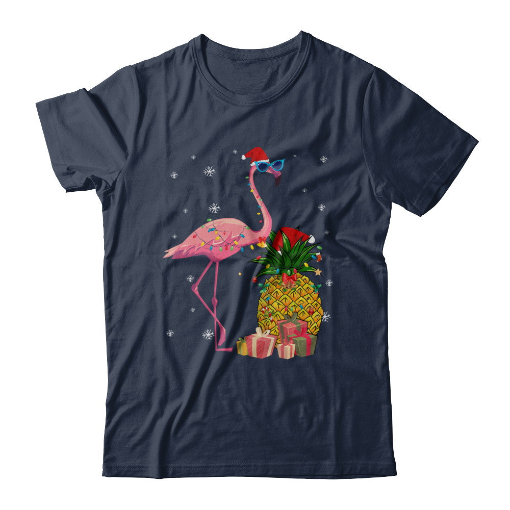 Santa Flamingo Hawaiian Pineapple Christmas Gifts T-Shirt & Sweatshirt | Teecentury.com