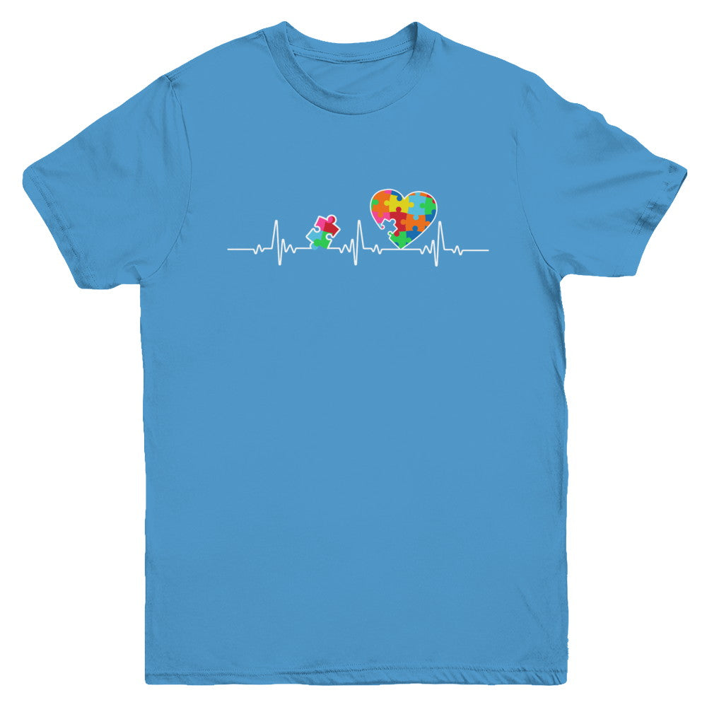 Autism Puzzle Heartbeat Autism Awareness Youth Youth Shirt | Teecentury.com