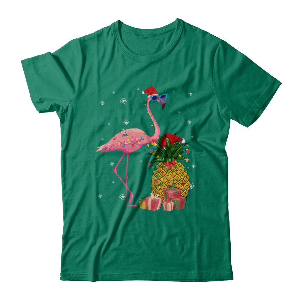 Santa Flamingo Hawaiian Pineapple Christmas Gifts T-Shirt & Sweatshirt | Teecentury.com