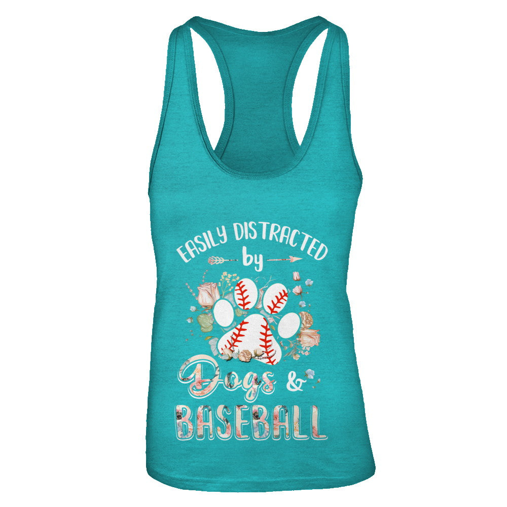 Easily Distracted By Dogs And Baseball T-Shirt & Tank Top | Teecentury.com