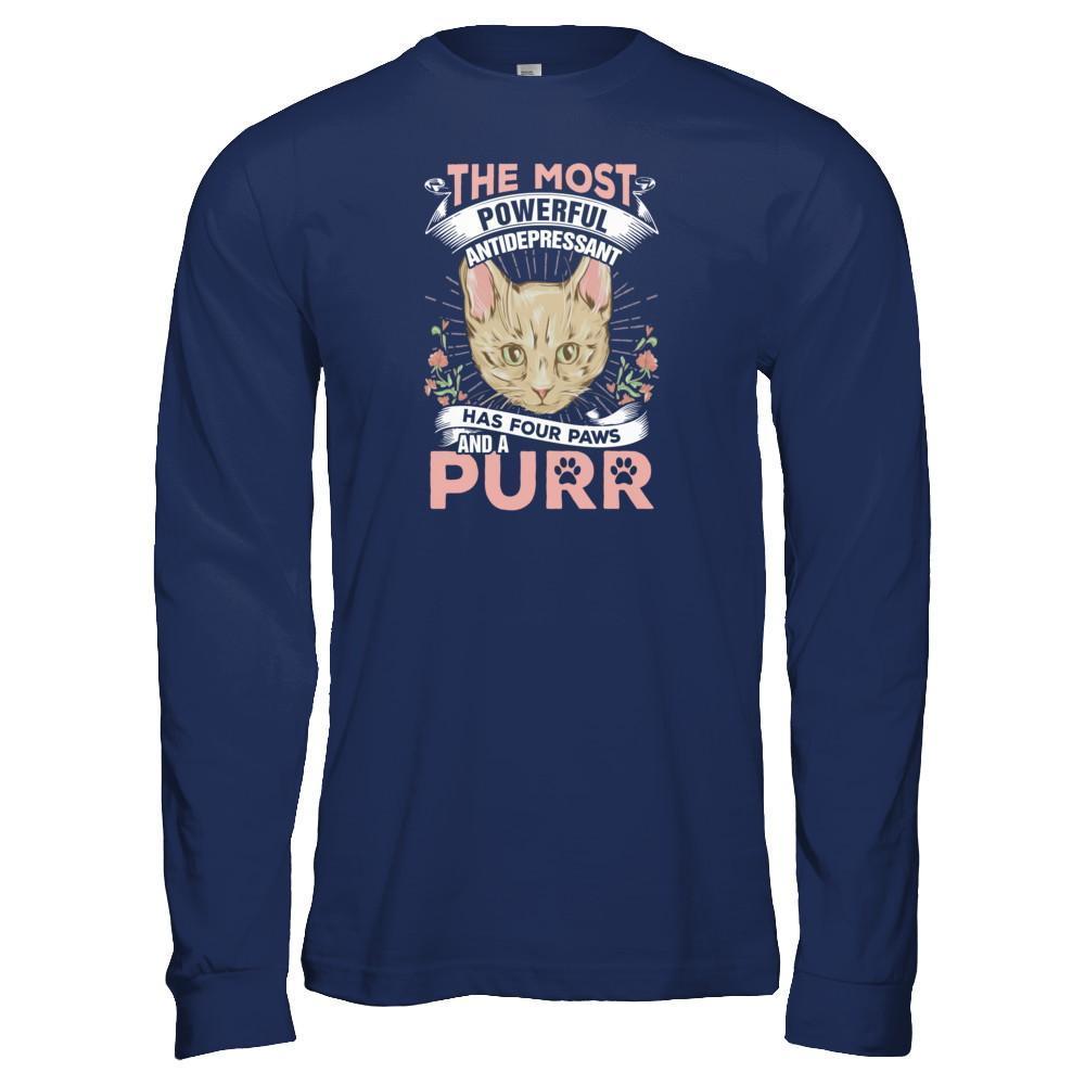 The Most Powerful Antidepressant Has Four Paws And A Purr T-Shirt & Tank Top | Teecentury.com