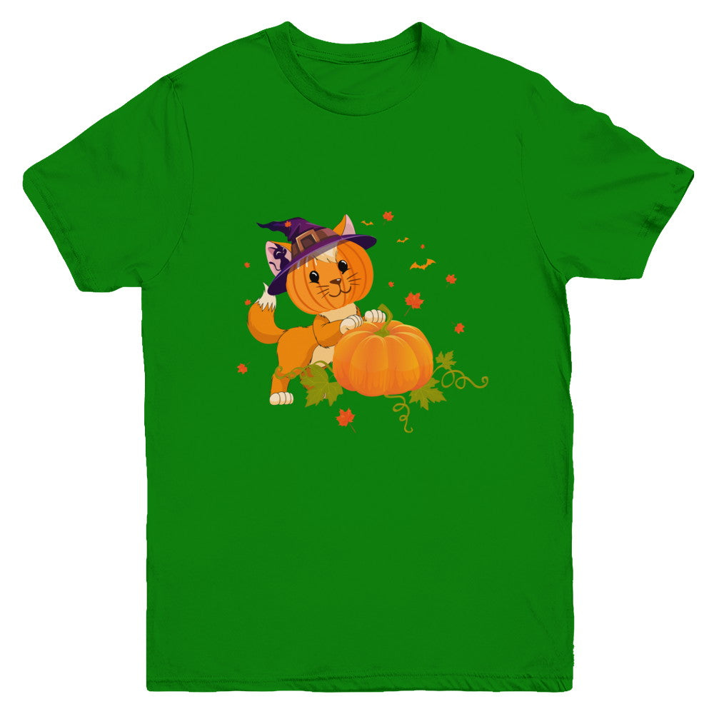 Funny Halloween Cat Pumpkin Costume Youth Youth Shirt | Teecentury.com