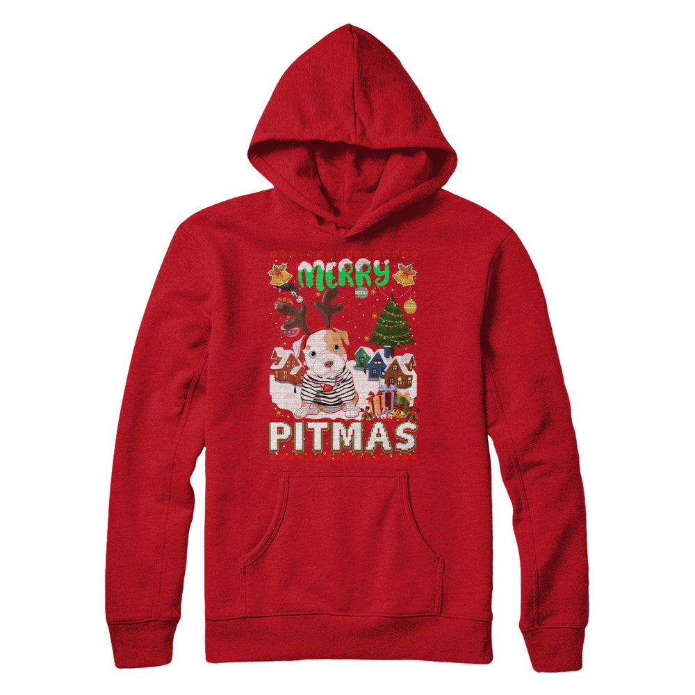 Cute Pitbull Christmas Merry Pigmas Ugly Sweater Christmas T-Shirt & Sweatshirt | Teecentury.com