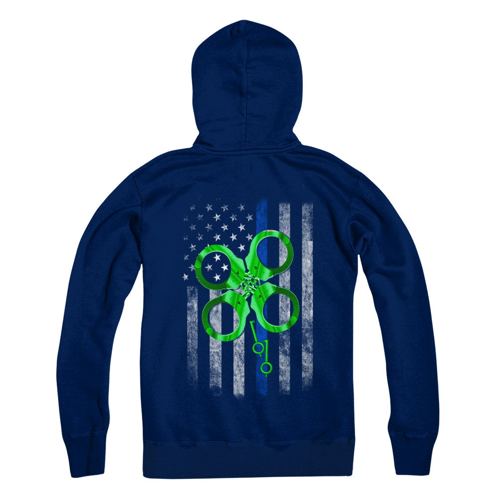 Thin Blue Line Happy St Patrick's Day Clover Police T-Shirt & Hoodie | Teecentury.com