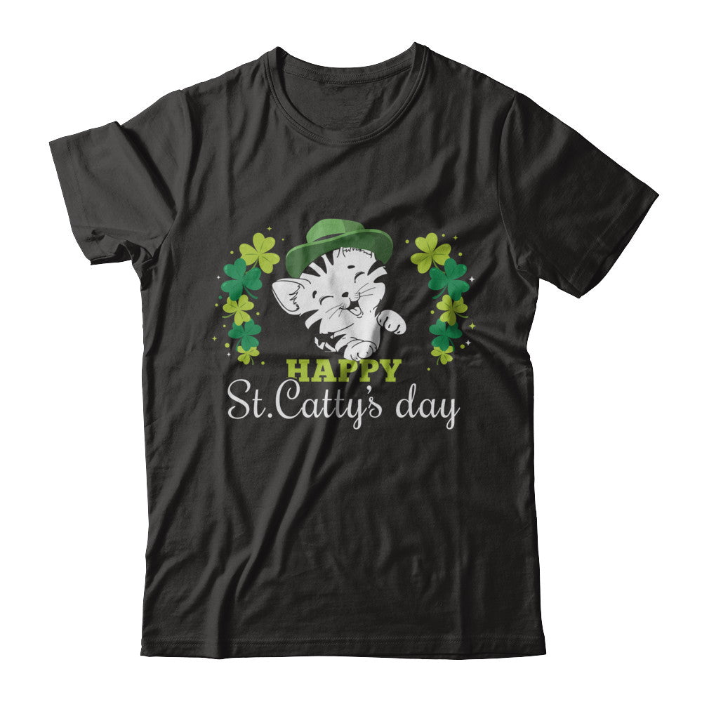 Happy St Catty's Day Saint Patrick's Day Cat T-Shirt & Hoodie | Teecentury.com