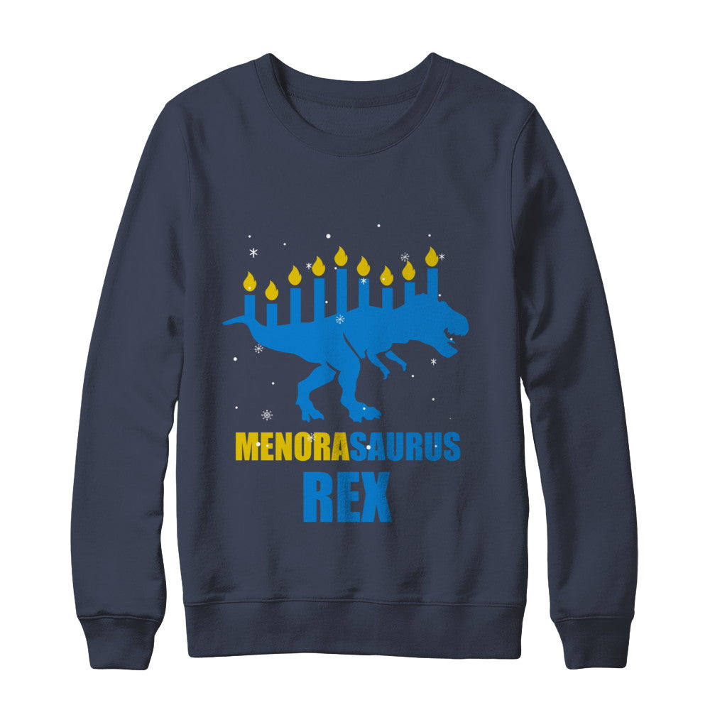 Hanukkah Dinosaur Tyrannosaurus Rex Menorah Menorasaurus T-Shirt & Sweatshirt | Teecentury.com
