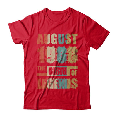 Vintage Retro August 1988 Birth Of Legends 34th Birthday T-Shirt & Hoodie | Teecentury.com