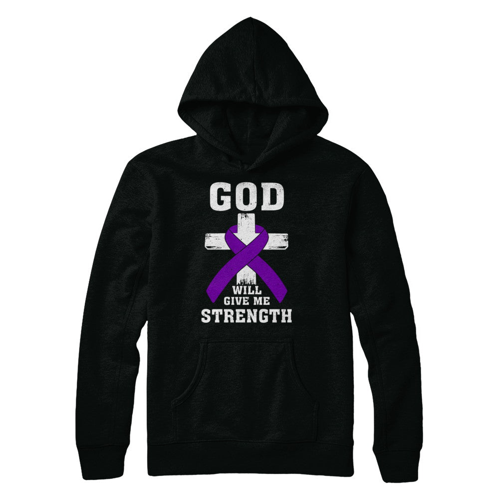 God Will Give Me Strength Purple Violet Awareness Ribbon Gift T-Shirt & Hoodie | Teecentury.com