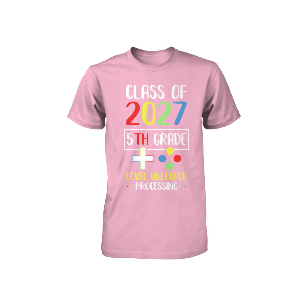 Class Of 2027 5th Grade Level Unlock Gaming Back Go School Youth Youth Shirt | Teecentury.com