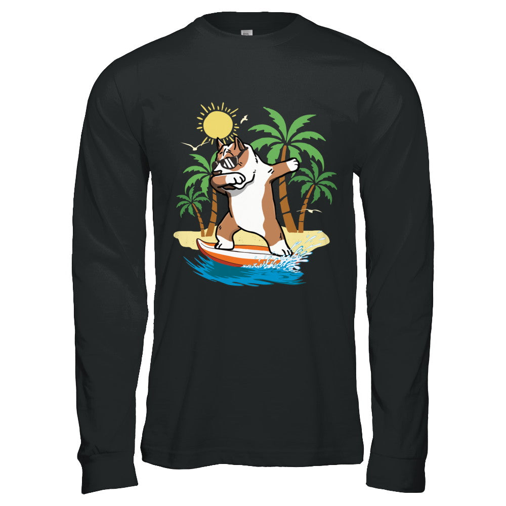 Summer Vacation Dabbing Pit bull Surfing Surfboard Gift T-Shirt & Hoodie | Teecentury.com