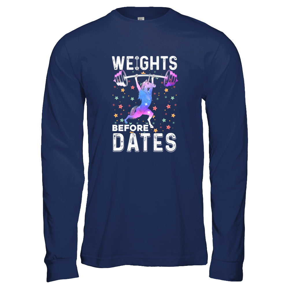 Weights Before Dates Unicorn Gym Weight Lifting T-Shirt & Tank Top | Teecentury.com