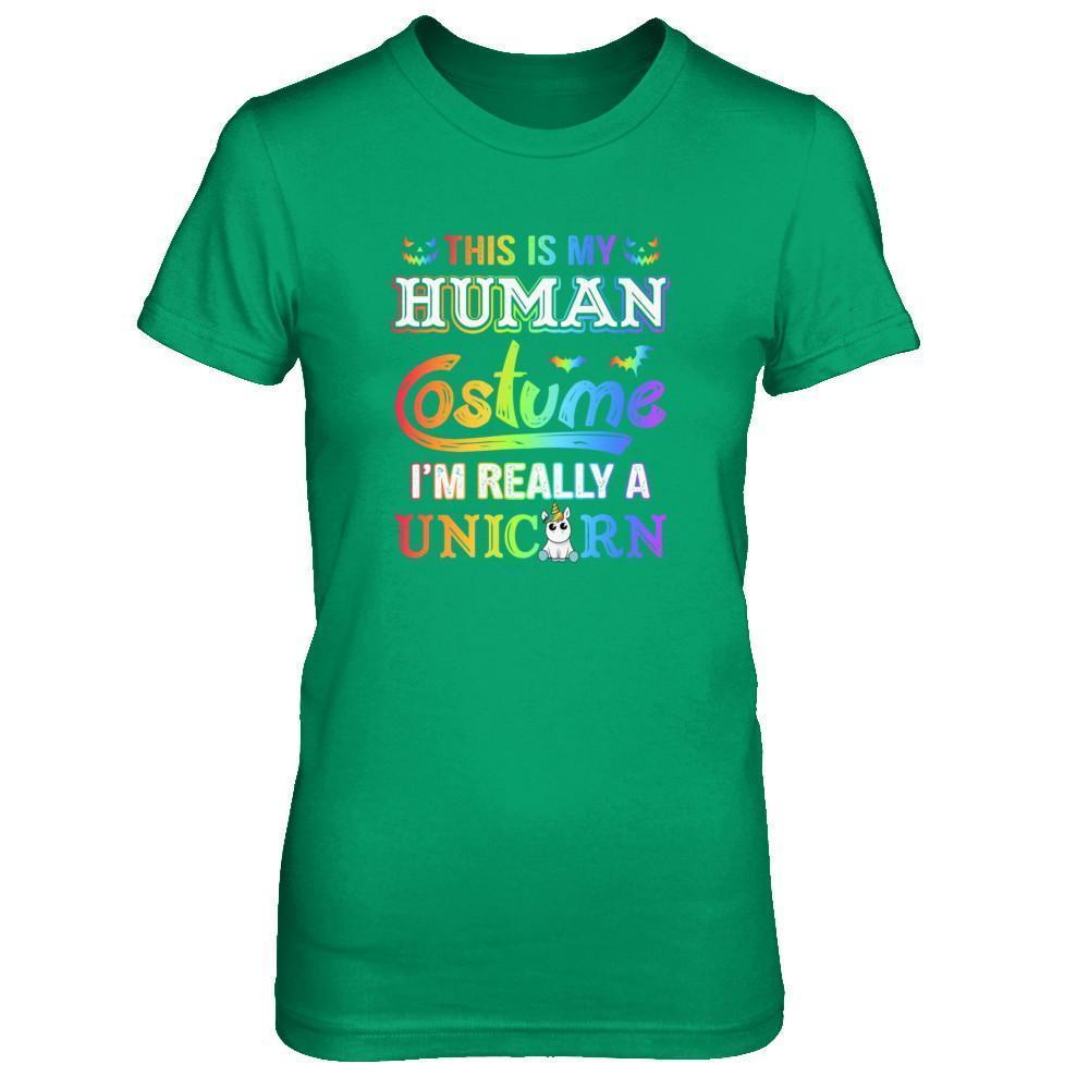 Halloween This Is My Human Costume I'm Really A Unicorn T-Shirt & Tank Top | Teecentury.com