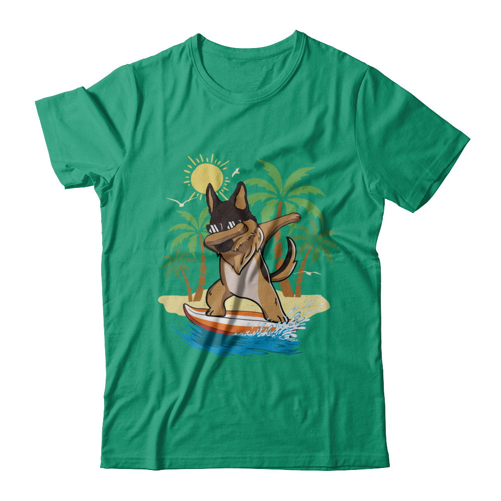 Summer Vacation Dabbing German Shepherd Surfing Surfboard Gift T-Shirt & Hoodie | Teecentury.com