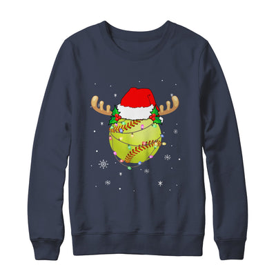 Santa Hat Softball Reindeer Christmas Gifts T-Shirt & Sweatshirt | Teecentury.com