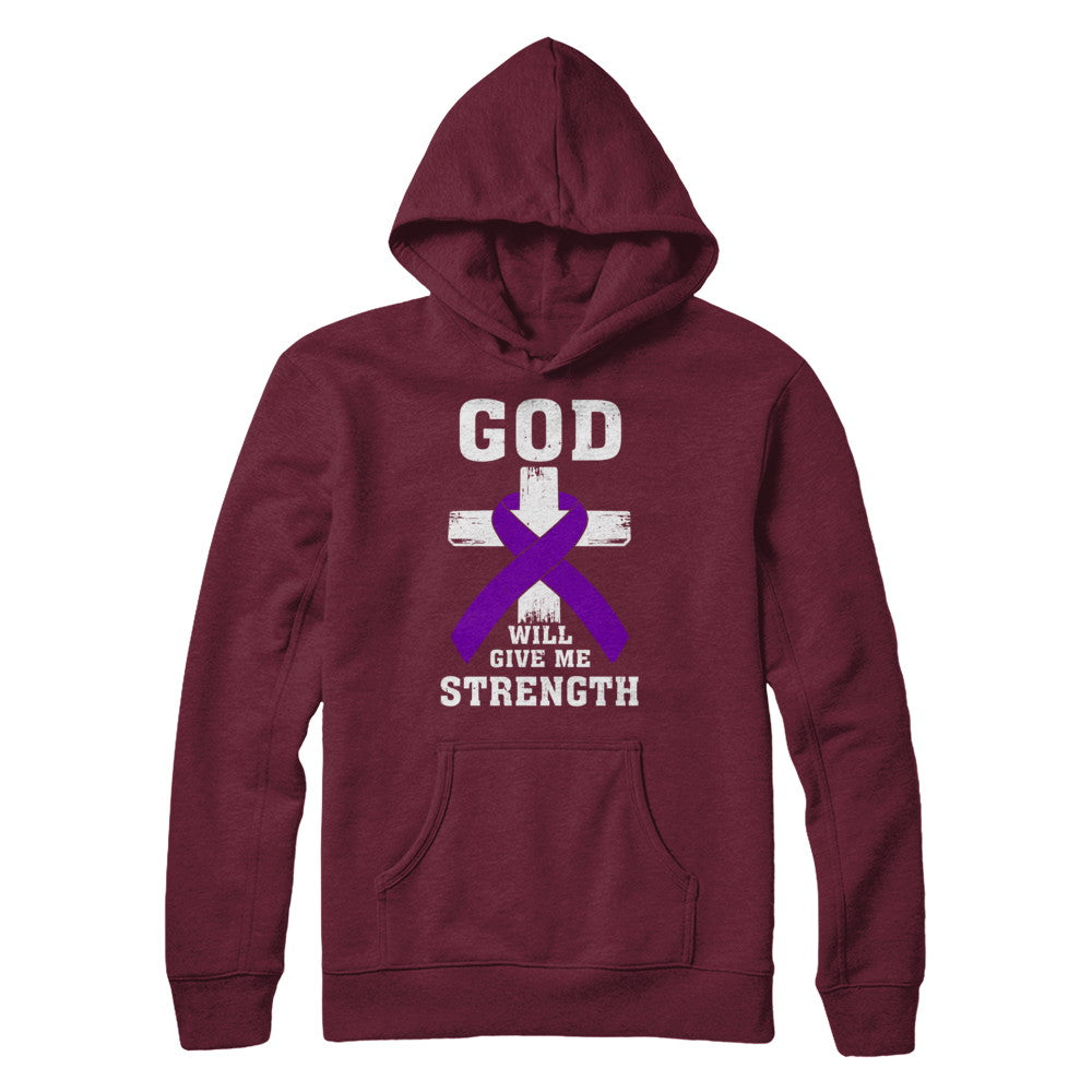 God Will Give Me Strength Purple Violet Awareness Ribbon Gift T-Shirt & Hoodie | Teecentury.com