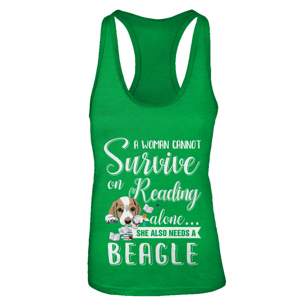 A Woman Cannot Survive On Reading Alone Beagle T-Shirt & Tank Top | Teecentury.com