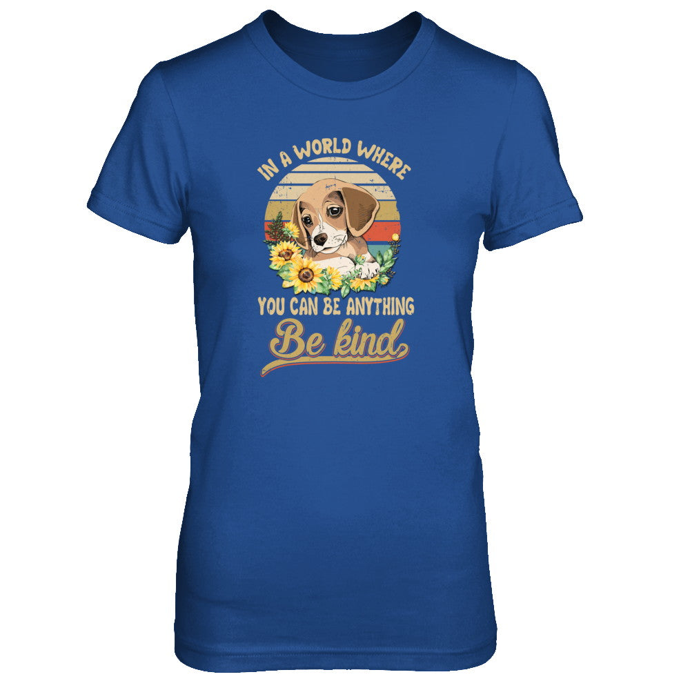 In A World Where You Can Be Anything Be Kind Beagle Sunflow T-Shirt & Tank Top | Teecentury.com