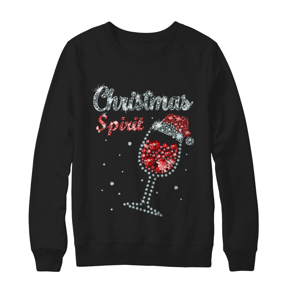 Diamond Christmas Spirit Santa Hat Wine Glass T-Shirt & Sweatshirt | Teecentury.com