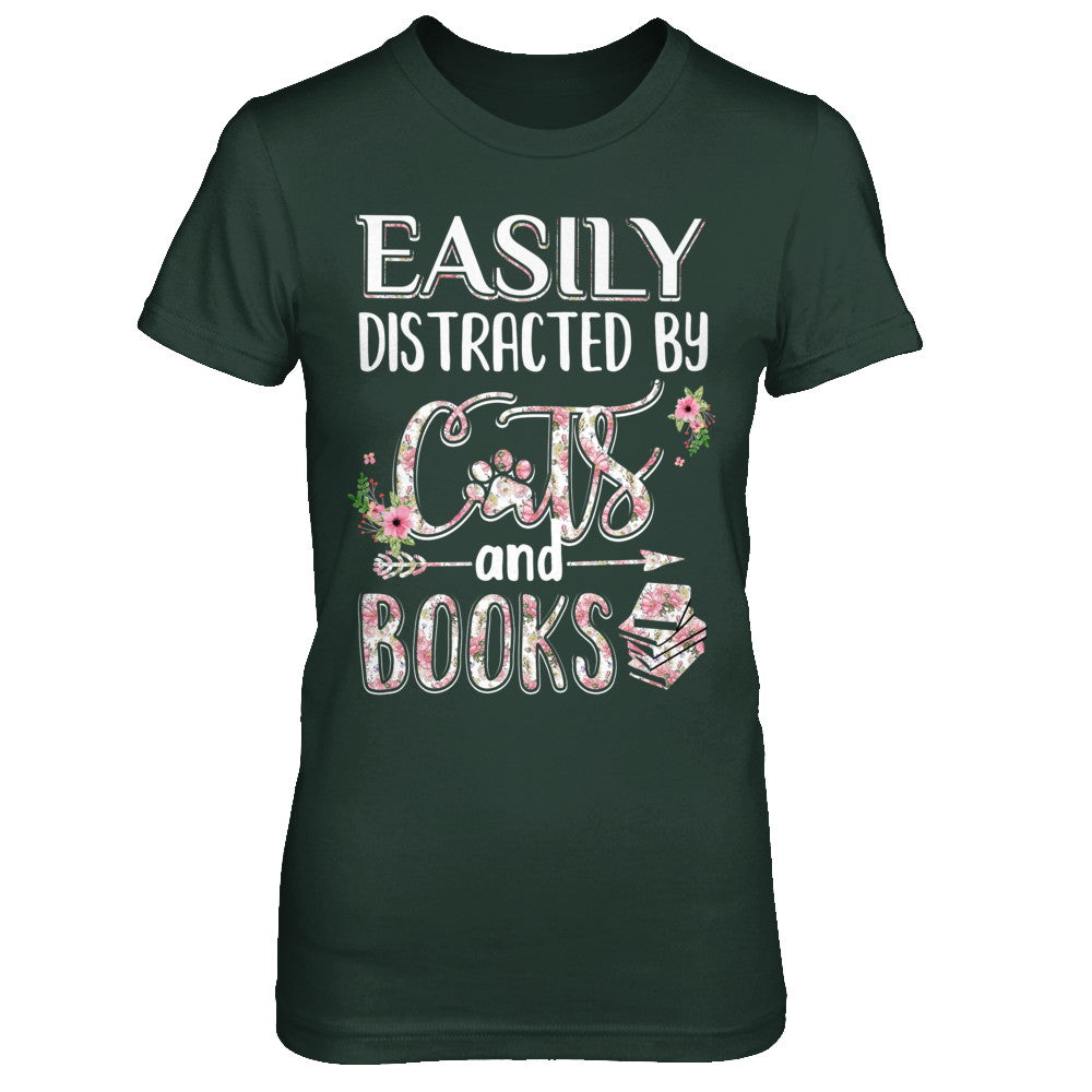 Easily Distracted By Cats And Books T-Shirt & Hoodie | Teecentury.com