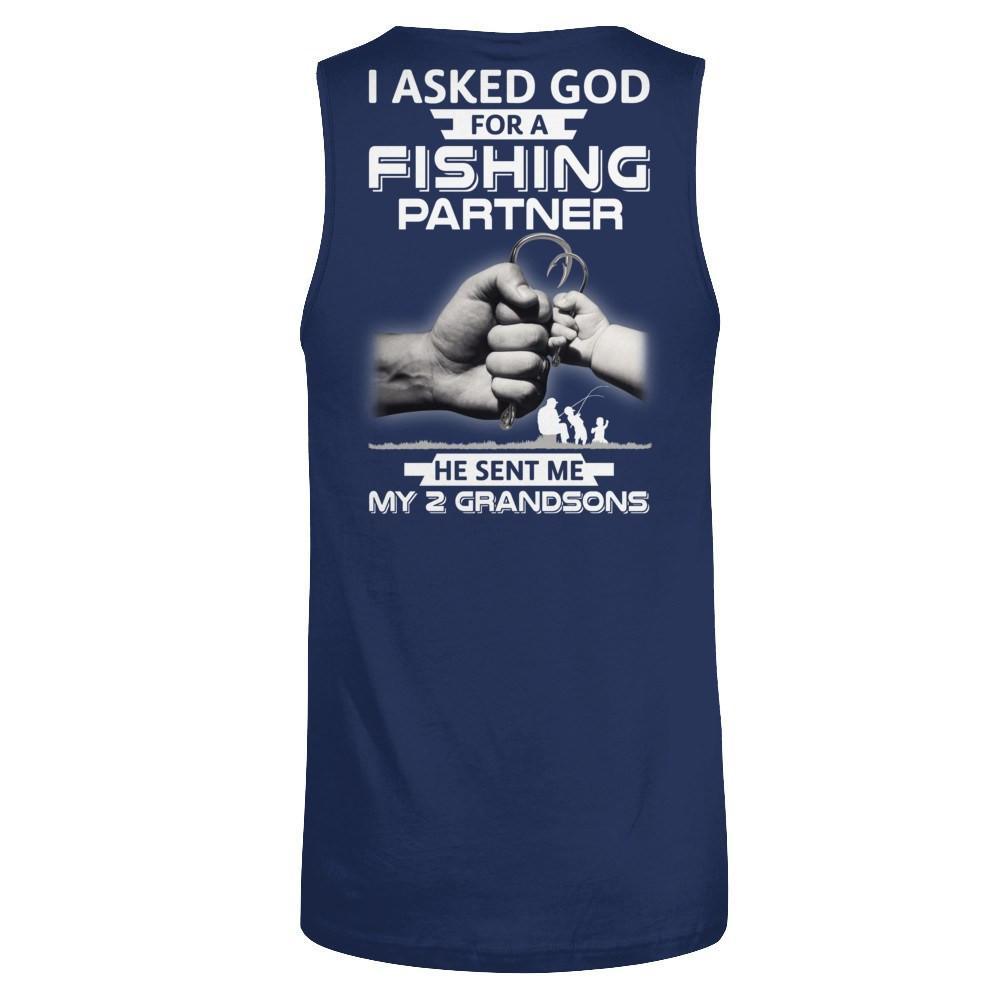 I Asked God For A Fishing Partner He Sent Me My Two Grandsons T-Shirt & Hoodie | Teecentury.com