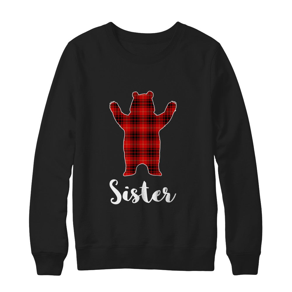 Red Sister Bear Buffalo Plaid Family Christmas Pajamas T-Shirt & Sweatshirt | Teecentury.com