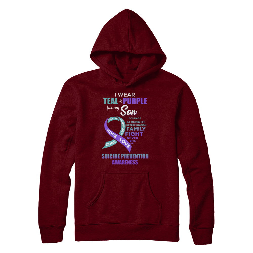 Suicide Prevention Awareness I Wear Teal Purple For My Son T-Shirt & Hoodie | Teecentury.com