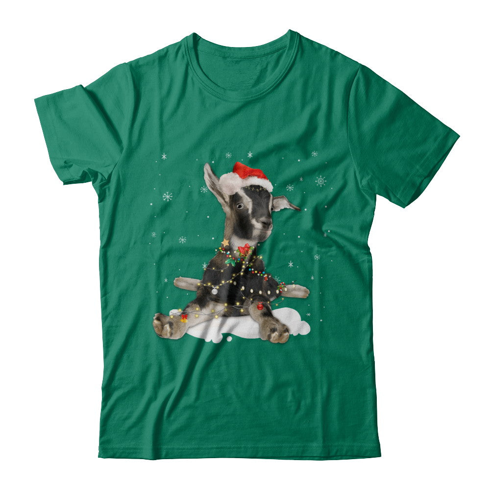 Goat With Santa Hat Lights Christmas T-Shirt & Sweatshirt | Teecentury.com