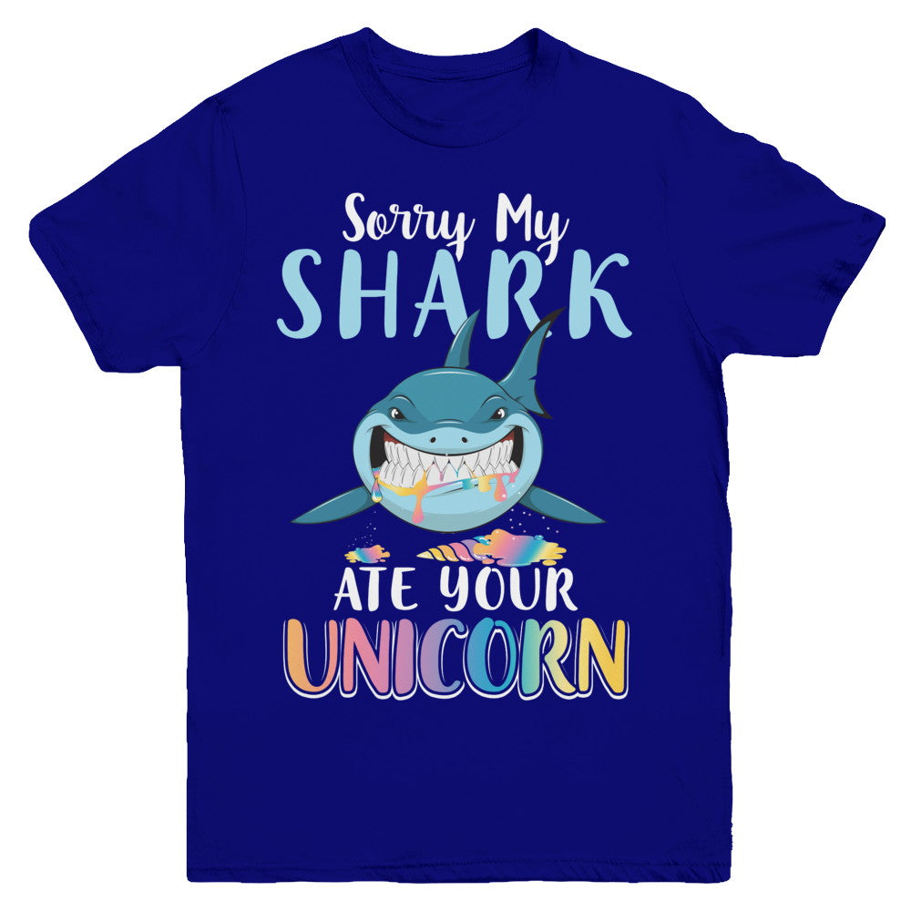 Sorry My Shark Ate Your Unicorn Funny Shark Youth Youth Shirt | Teecentury.com