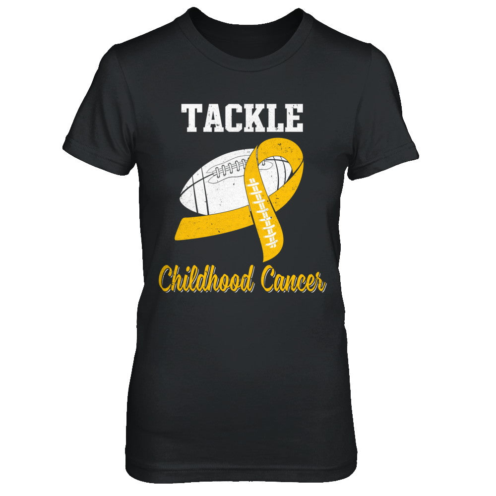 Football Survivor Tackle Yellow Childhood Cancer Awareness T-Shirt & Hoodie | Teecentury.com