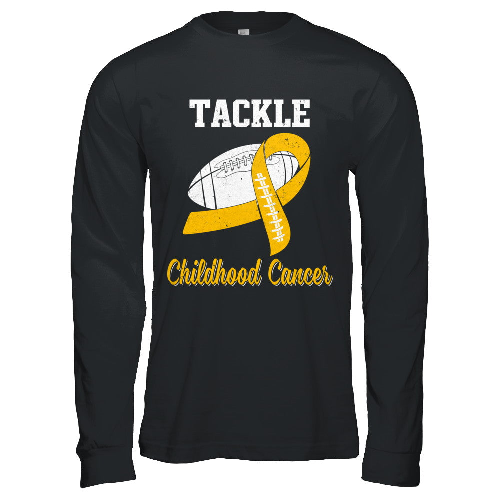 Football Survivor Tackle Yellow Childhood Cancer Awareness T-Shirt & Hoodie | Teecentury.com