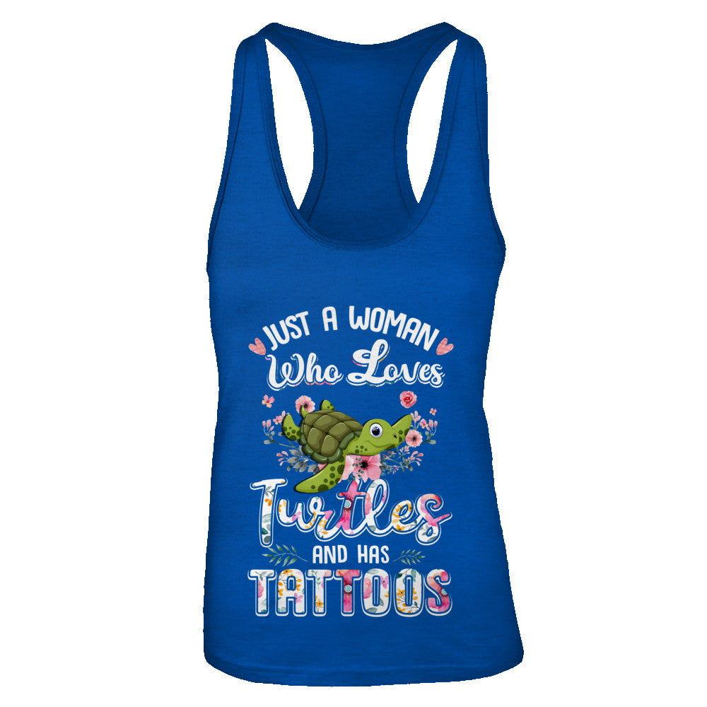 Just A Woman Who Loves Turtles And Has Tattoos T-Shirt & Tank Top | Teecentury.com