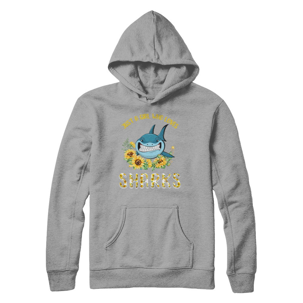 Just A Girl Who Loves Sharks And Sunflowers T-Shirt & Hoodie | Teecentury.com