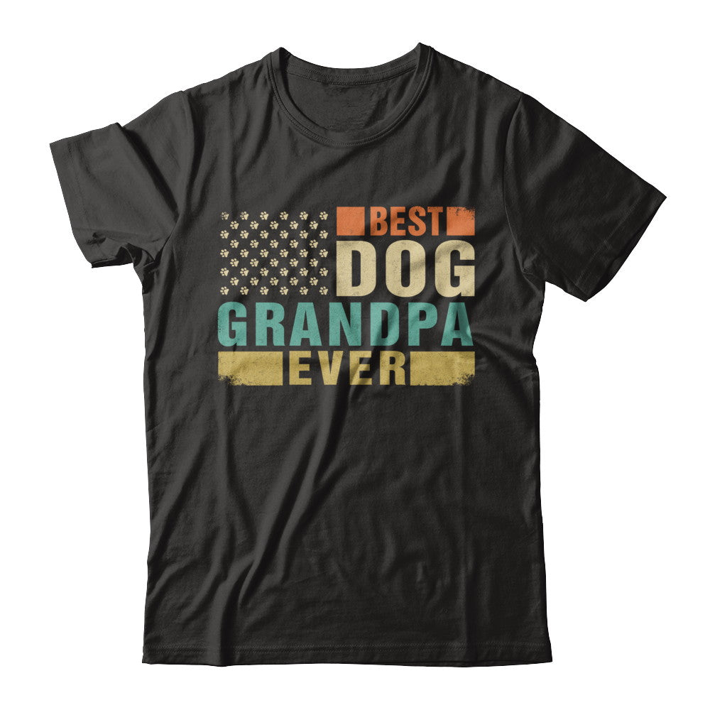 Vintage Retro BEST DOG GRANDPA EVER American Flag Fathers Day T-Shirt & Hoodie | Teecentury.com