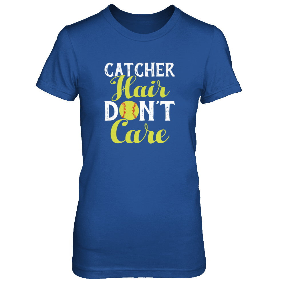 Catcher Hair Don't Care Softball T-Shirt & Tank Top | Teecentury.com